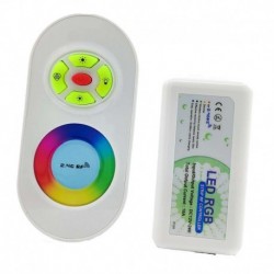 Controlador RGB  RF c/mando, Touch, 12-24V, 3X6A, 15 prog.