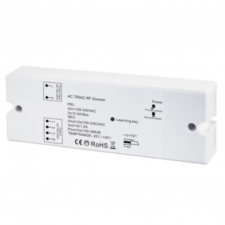 Dimmer RF-WIFI monoc.220V,2CH,576W para CONT010RF5/CONT010RF