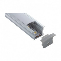 Perfil aluminio empotrar y difusor PC opal 17,1 x 15,3mm