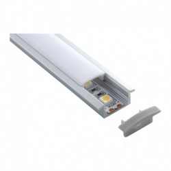 Perfil aluminio empotrar y difusor PC opal 17,1 x 8,5mm